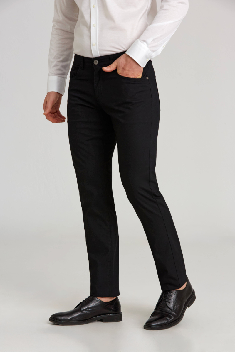 Siyah Pamuk 5 Cep Spor Erkek Pantolon - 1