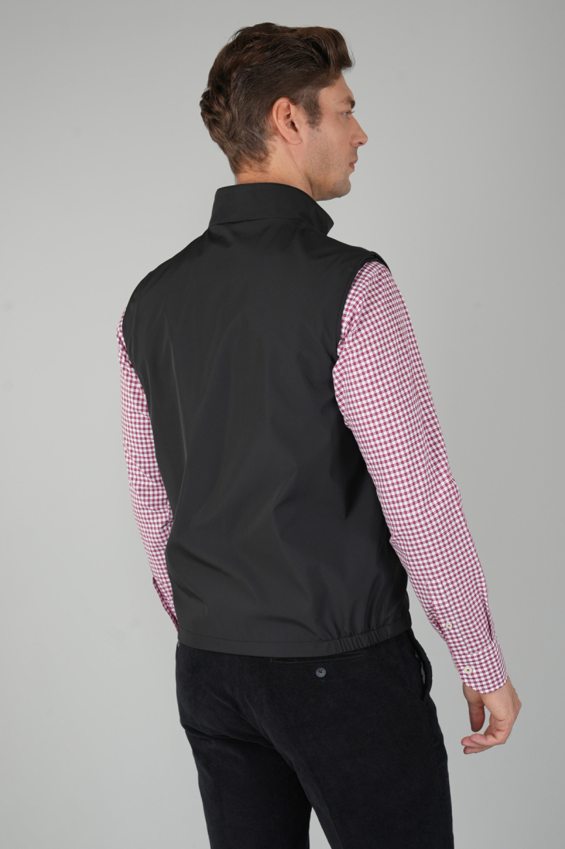 Siyah Polo Yaka Cepli Kışlık Erkek Yelek (1)