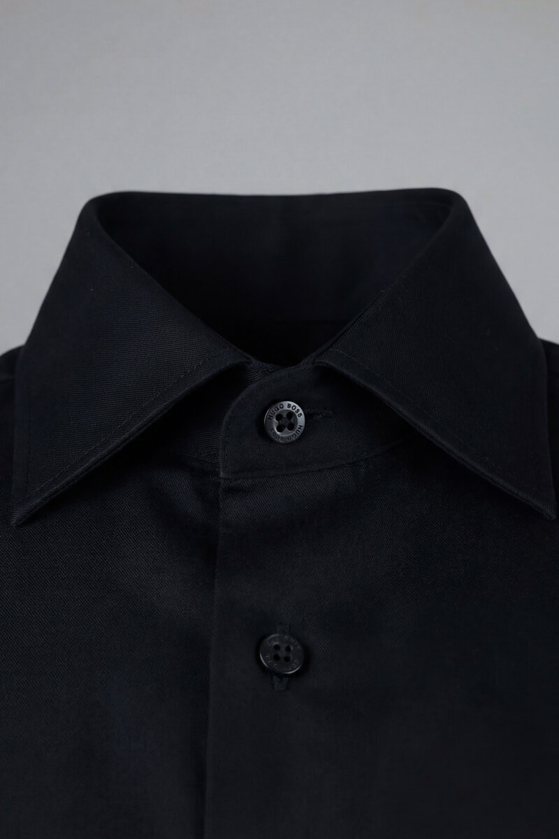 Siyah Uzun Kol Klasik Yaka Cepsiz Erkek Gömlek   - 6