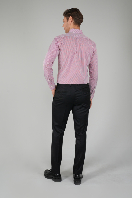 Siyah Yün Flanel Regular Fit Klasik Erkek Pantolon (1)