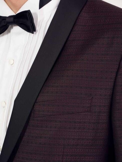 Slim Fit Bordo Erkek Smokin Takım - 6