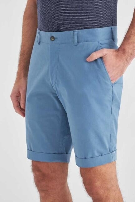 Slim Fit İndigo Bermuda Erkek Şort