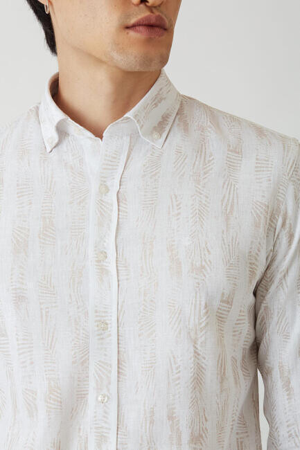 Slim Fit Kahve Paşa Yaka Spor Erkek Gömlek - 3