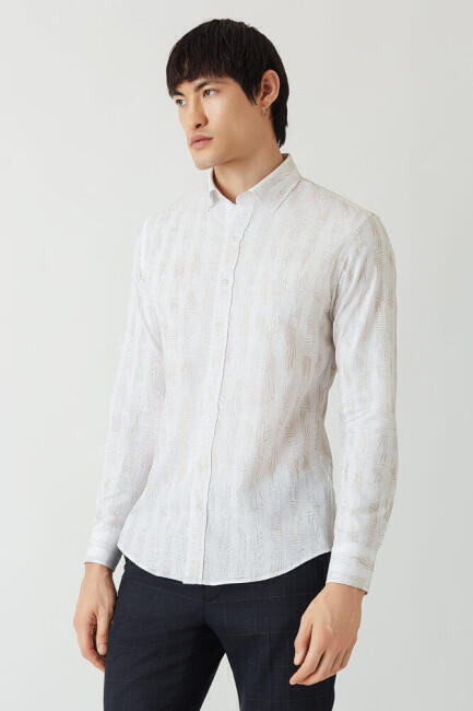 Slim Fit Kahve Paşa Yaka Spor Erkek Gömlek - 4