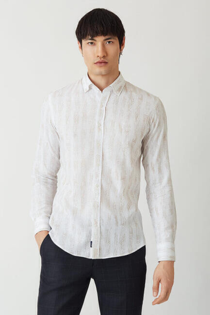 Slim Fit Coffee Sport Men's Shirt