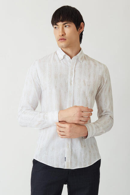 Slim Fit Kahve Paşa Yaka Spor Erkek Gömlek - 5