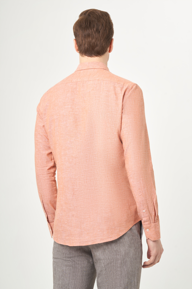 Slim Fit Kiremit Renk Spor Erkek Gömlek - 2