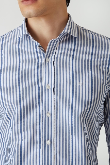 Slim Fit Lacivert Basic Spor Erkek Gömlek - 3