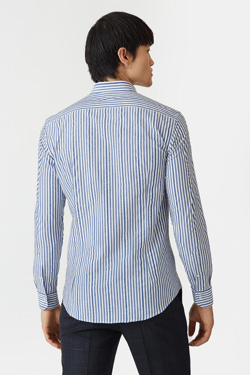 Slim Fit Lacivert Basic Spor Erkek Gömlek - 2