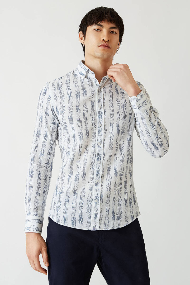 Slim Fit Lacivert Paşa Yaka Spor Erkek Gömlek - 5