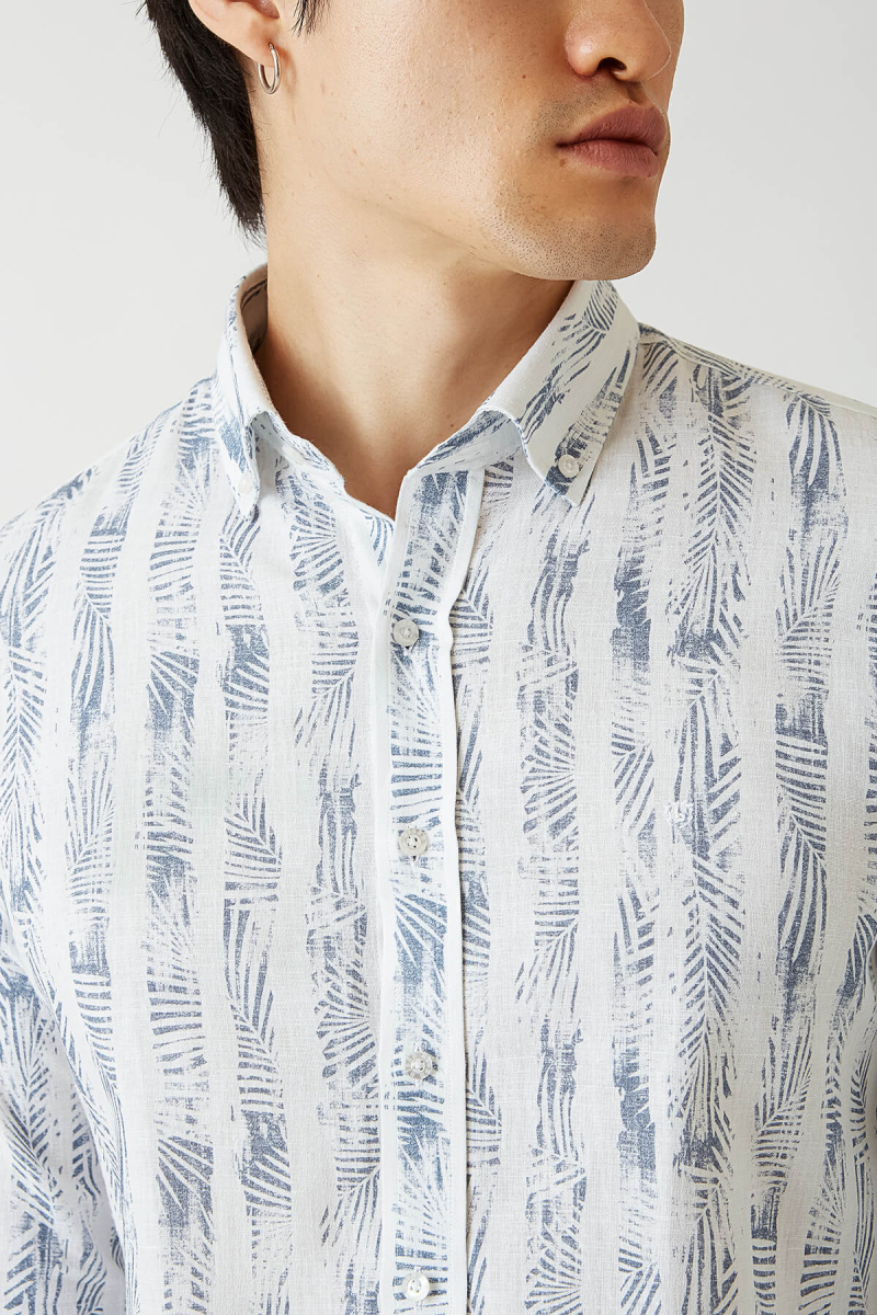 Slim Fit Lacivert Paşa Yaka Spor Erkek Gömlek - 3