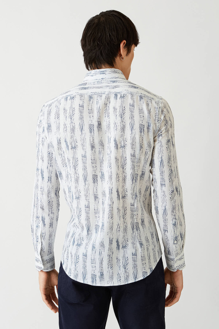 Slim Fit Lacivert Paşa Yaka Spor Erkek Gömlek (1)