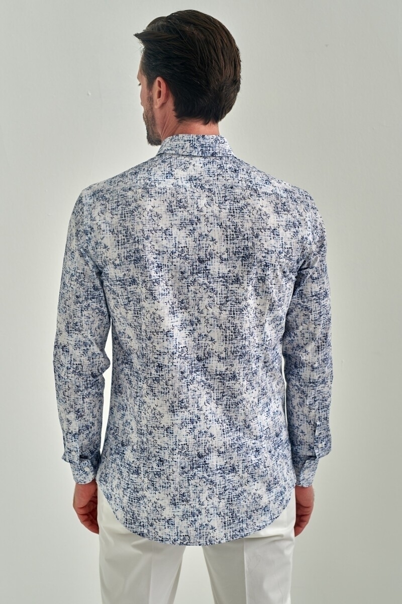 Slim Fit Mavi Spor Erkek Gömlek - 2