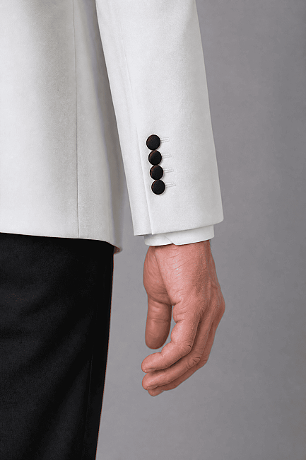 Ekru Modern Fit Polyester Yün Viskon Drop Yaka Çi̇ft Yirtmaç Smokin (3)