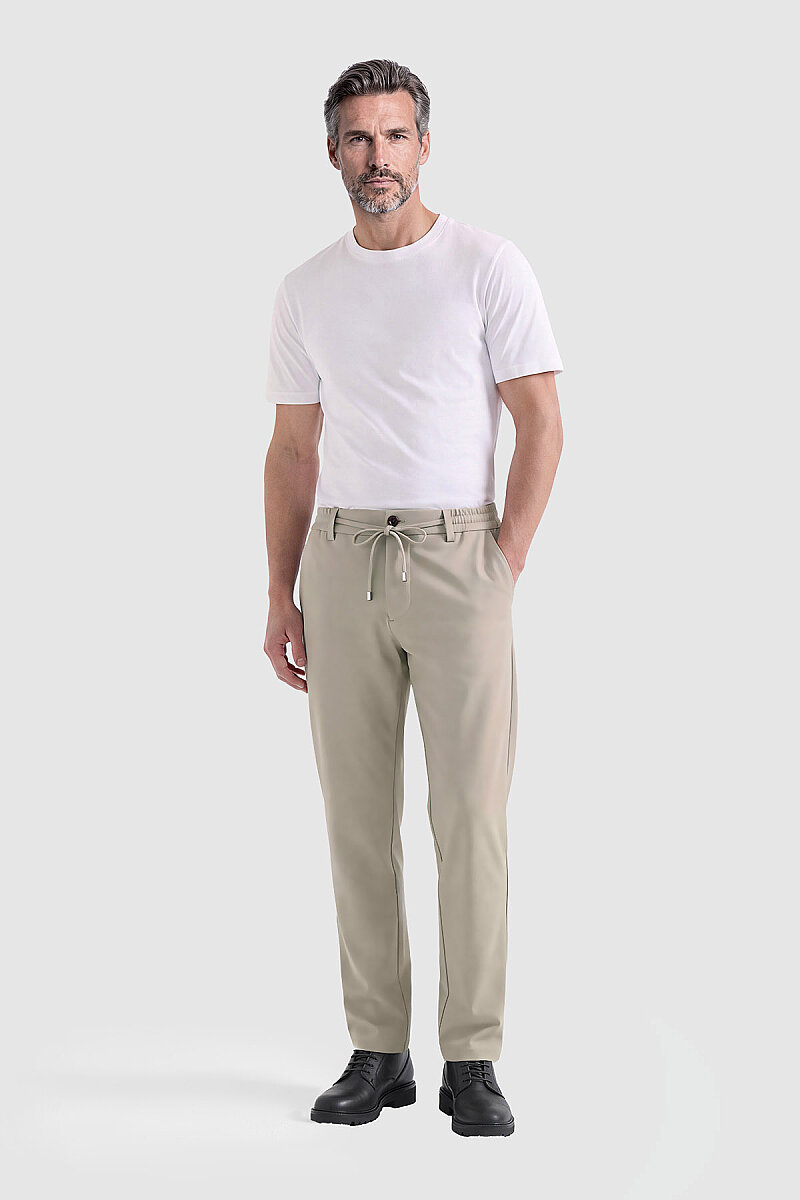 Bej Bağcıklı Rahat Kesim Erkek Pantolon - 5