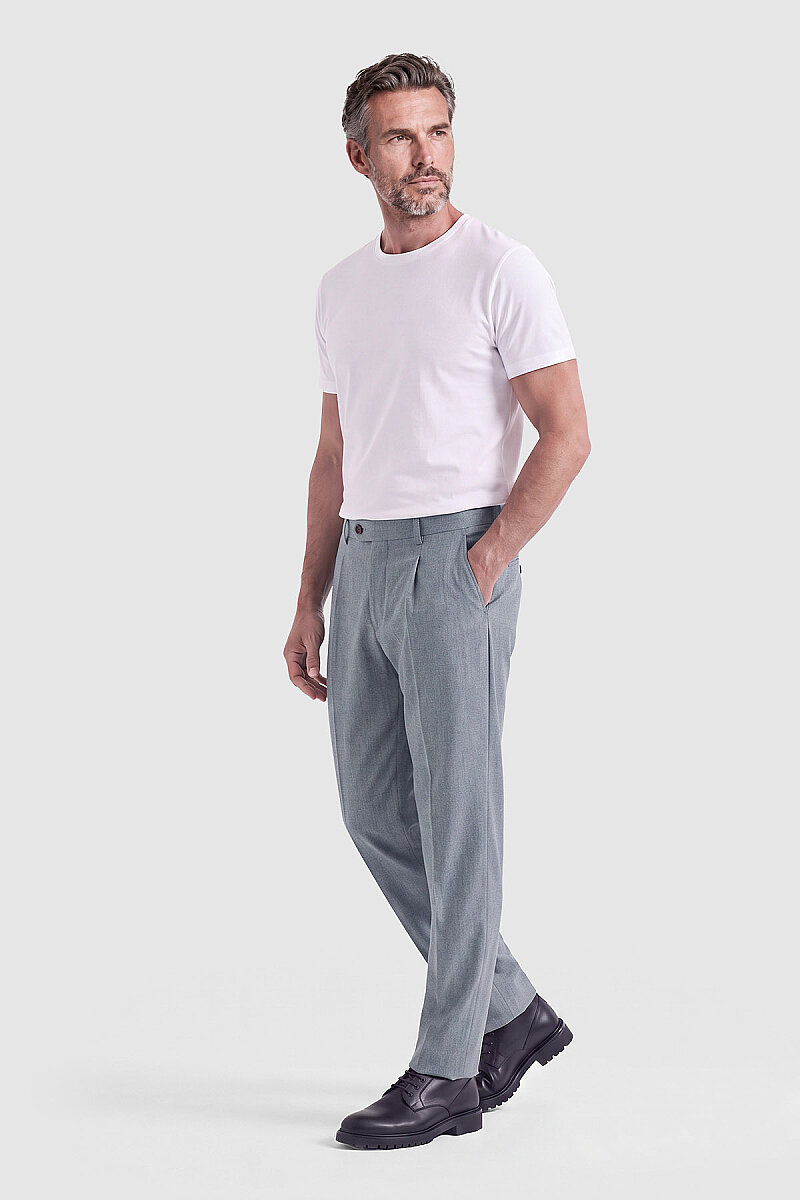 Gri Çift Pileli Erkek Klasik Pantolon - 5