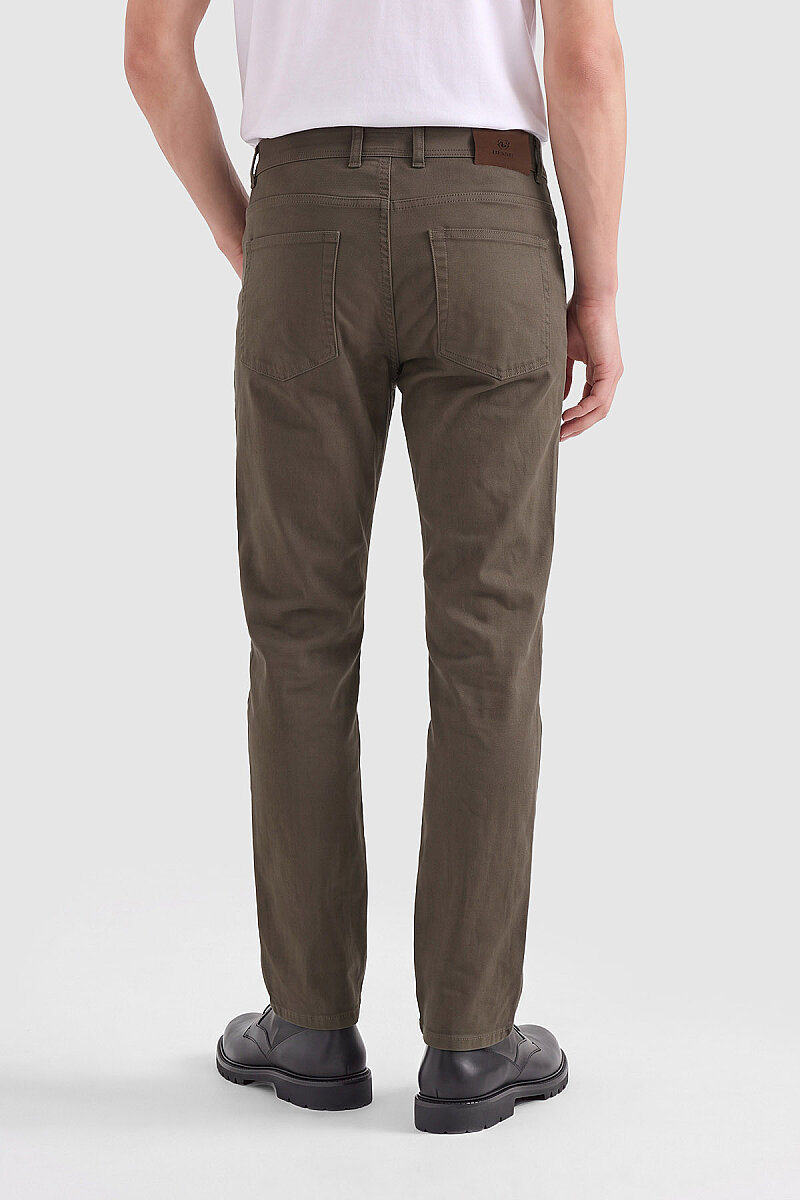 Haki Düz Kesim 5 Cep Erkek Pantolon - 2