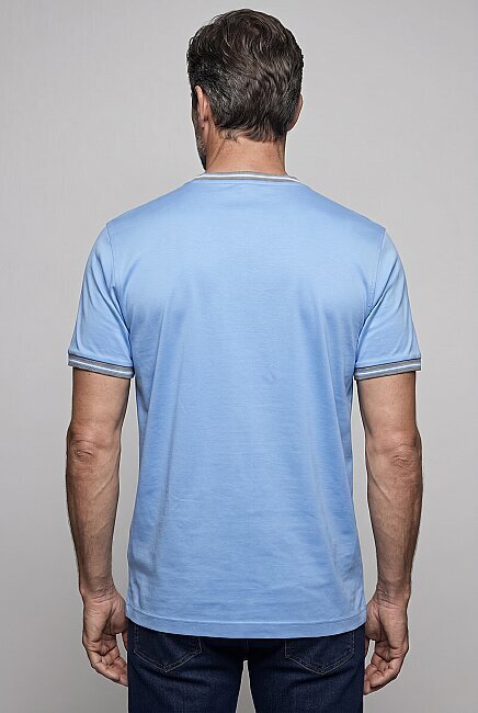Mavi  Bi̇si̇klet Yaka Şeri̇tli̇ T-shirt (1)