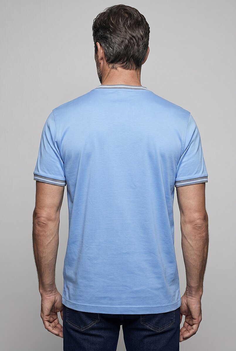 Mavi  Bi̇si̇klet Yaka Şeri̇tli̇ T-shirt (1)