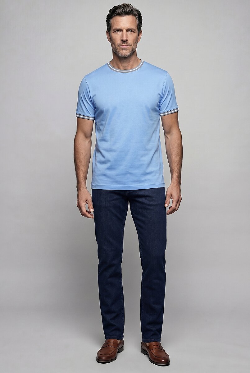 Mavi  Bi̇si̇klet Yaka Şeri̇tli̇ T-shirt - 5