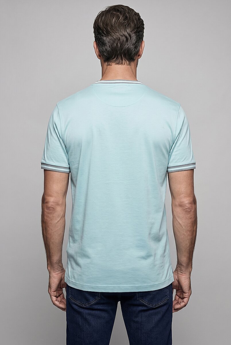 Su Yeşili  Bi̇si̇klet Yaka Şeri̇tli̇ T-shirt (1)
