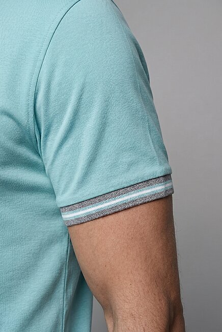Su Yeşili  Bi̇si̇klet Yaka Şeri̇tli̇ T-shirt (3)