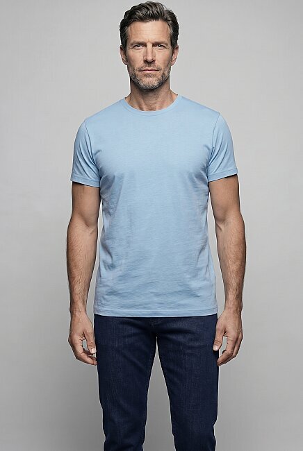 Açık Mavi  Bi̇si̇klet Yaka Tshirt T-shirt