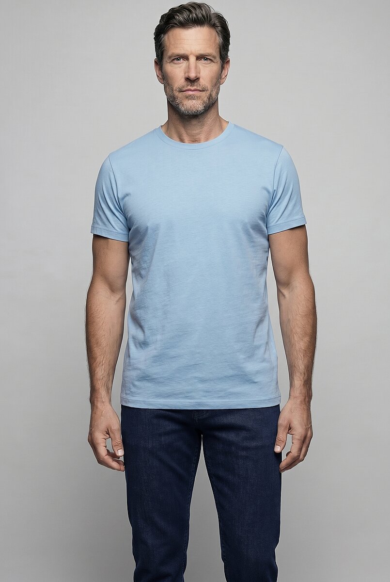 Açık Mavi  Bi̇si̇klet Yaka Tshirt T-shirt - 1