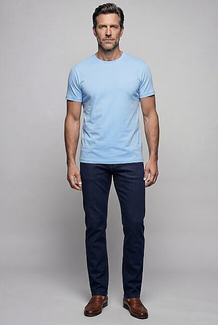 Açık Mavi  Bi̇si̇klet Yaka Tshirt T-shirt (4)