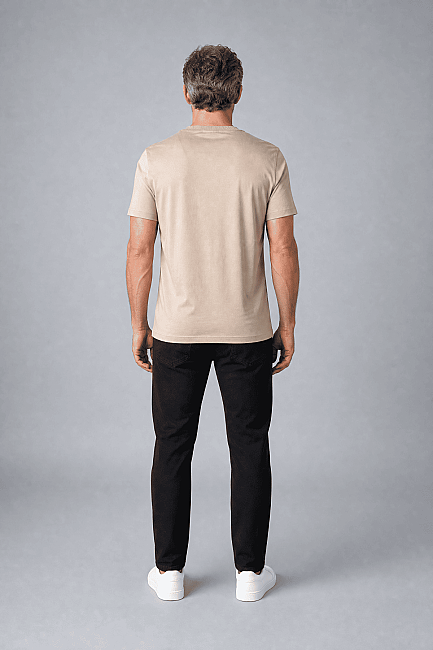 Bej Studio Bisiklet Yaka T-shirt (1)