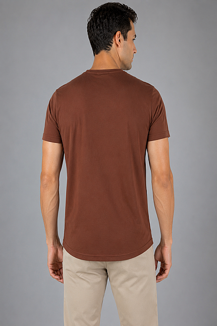 Kahverengi Bi̇si̇klet Yaka T-shirt - 2