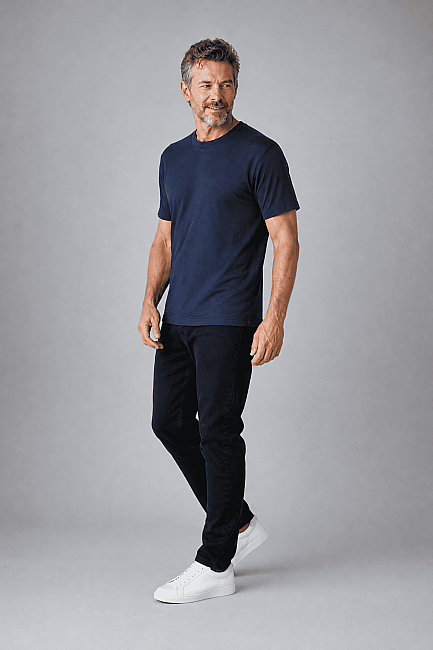 Lacivert Studio Bisiklet Yaka T-shirt (4)