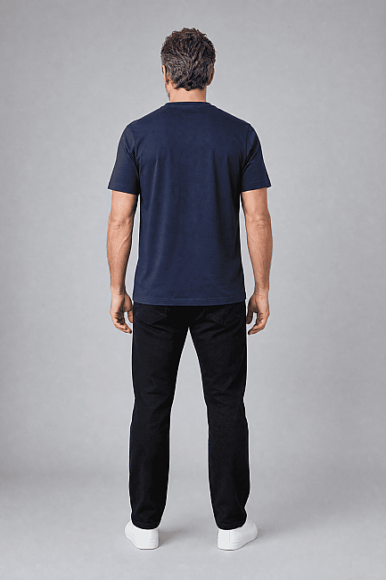 Lacivert Studio Bisiklet Yaka T-shirt (1)