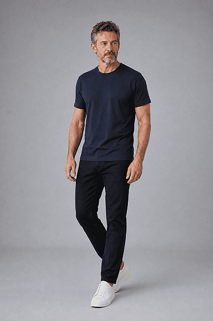 Lacivert Studio Bisiklet Yaka T-shirt (3)