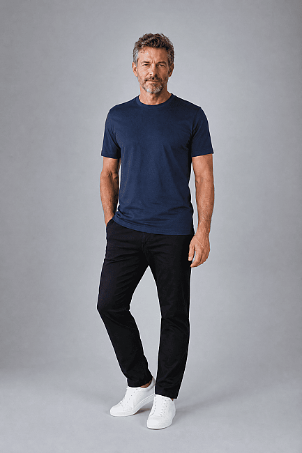 Lacivert Studio Bisiklet Yaka T-shirt (4)