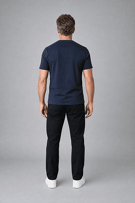 Lacivert Studio Bisiklet Yaka T-shirt (1)