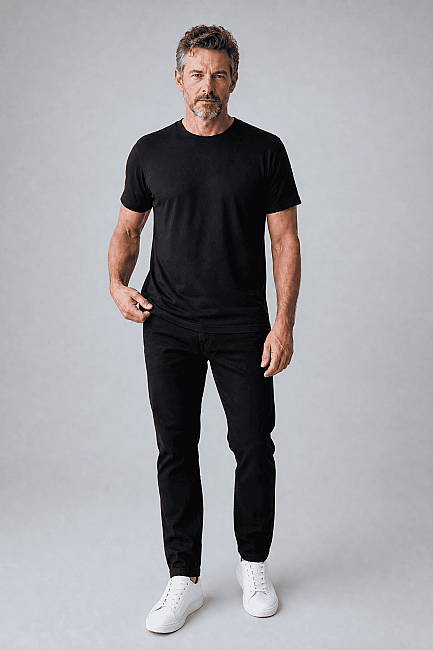 Si̇yah Studio Bi̇si̇klet Yaka T-shirt