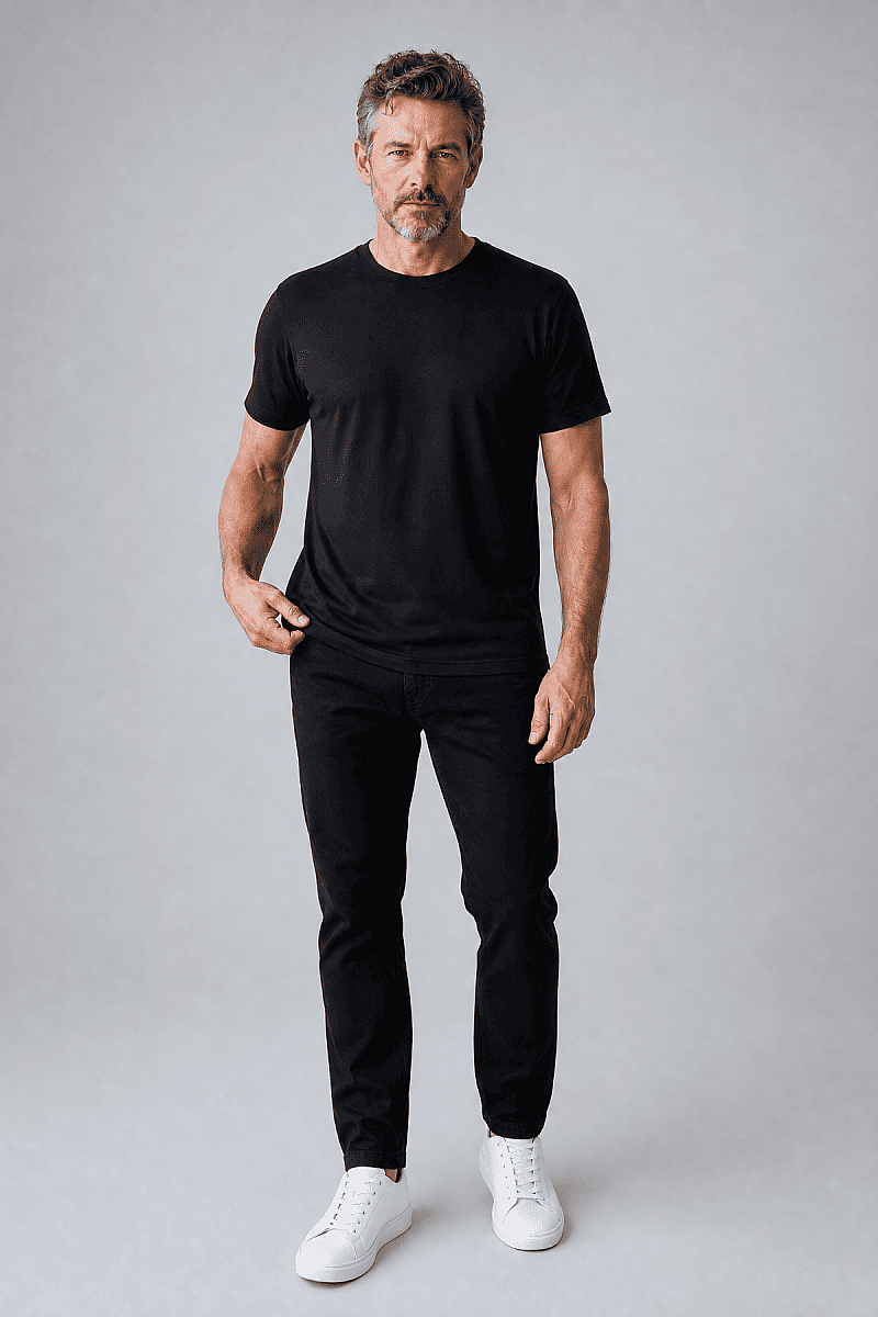 Si̇yah Studio Bi̇si̇klet Yaka T-shirt
