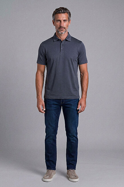 Antrasıt Studio Gömlek Yaka Düğmeli̇ Tshirt (4)