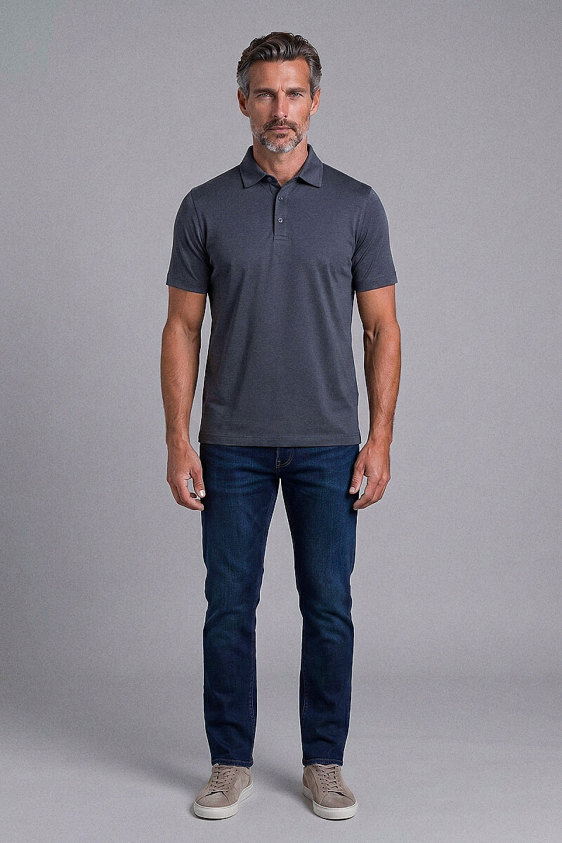 Antrasıt Studio Gömlek Yaka Düğmeli̇ T-shirt - 5