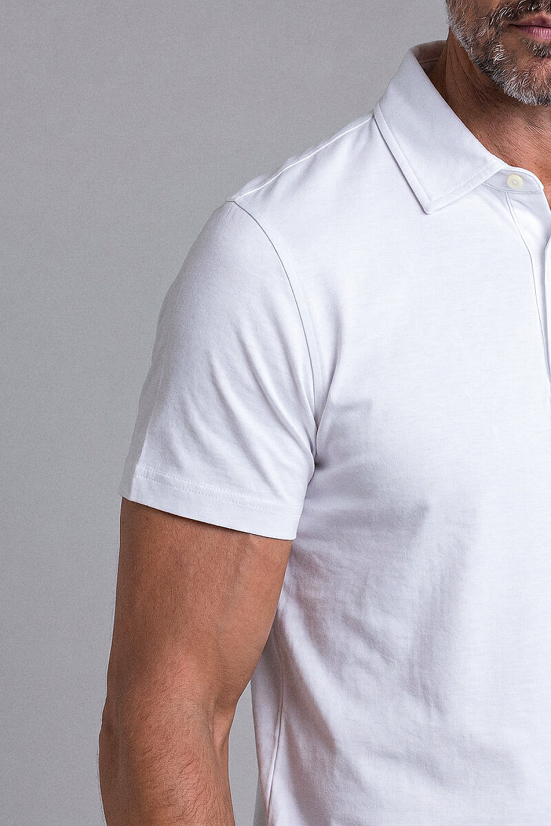 Beyaz Studio Gömlek Yaka Düğmeli̇ T-shirt - 4