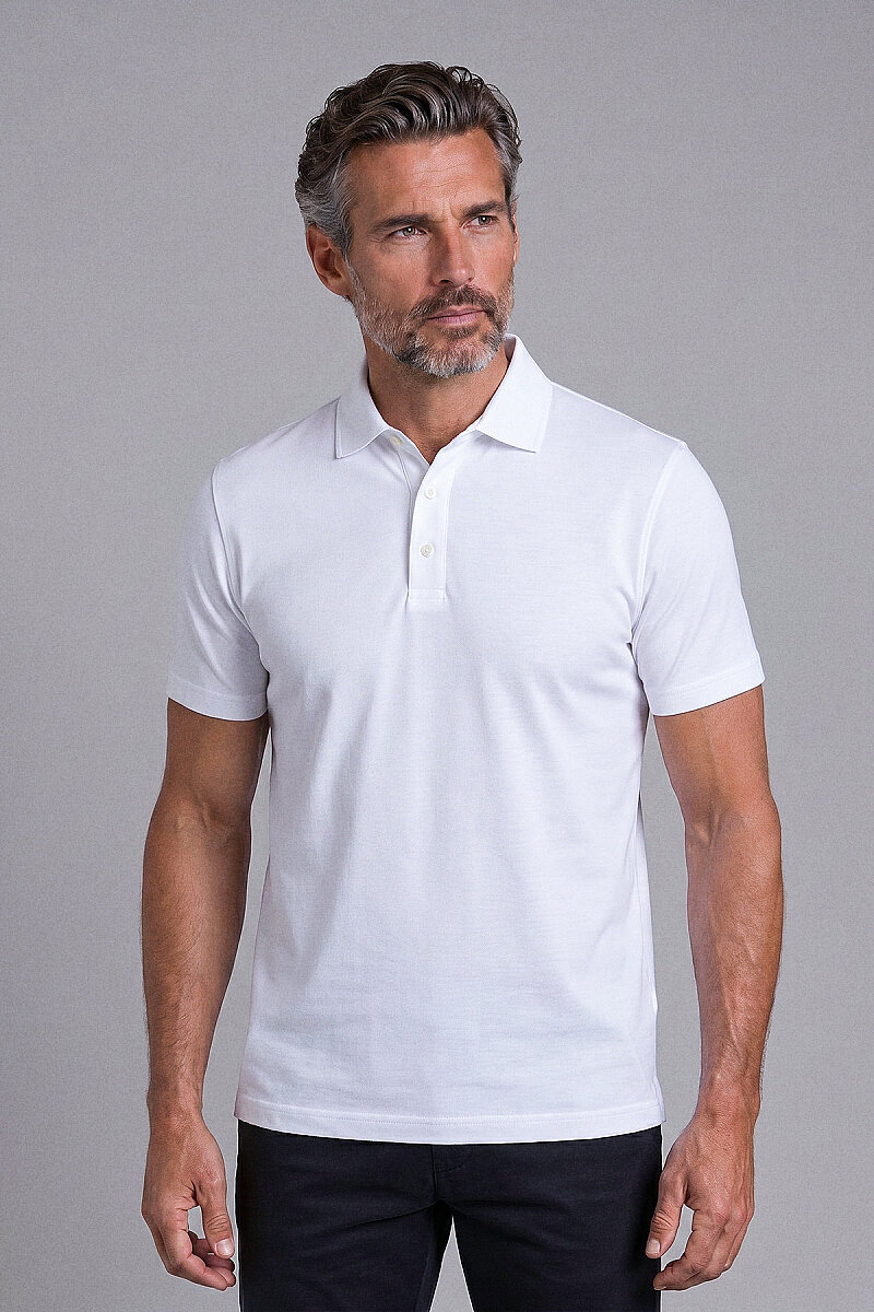 Beyaz Studio Gömlek Yaka Düğmeli̇ Tshirt