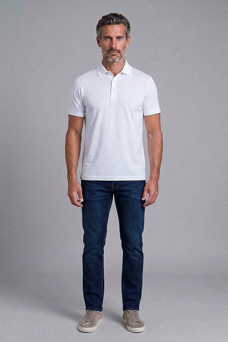 Beyaz Studio Gömlek Yaka Düğmeli̇ T-shirt - 5