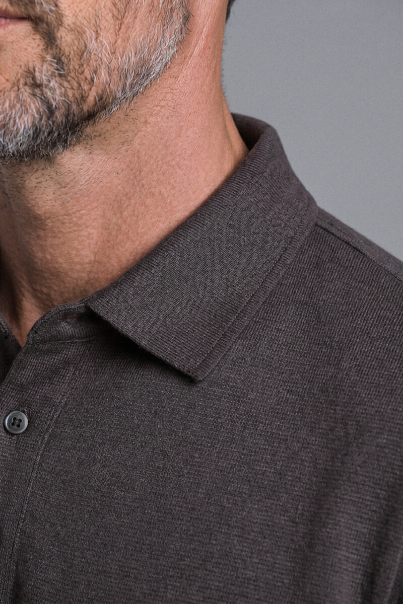 Kahverengi Studio Gömlek Yaka Düğmeli̇ T-shirt - 3