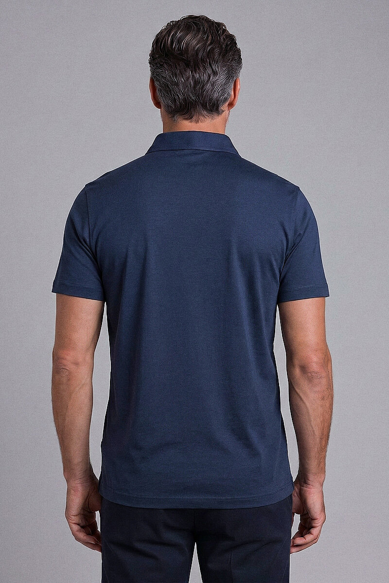 Lacivert Studio Gömlek Yaka Düğmeli̇ Tshirt (1)