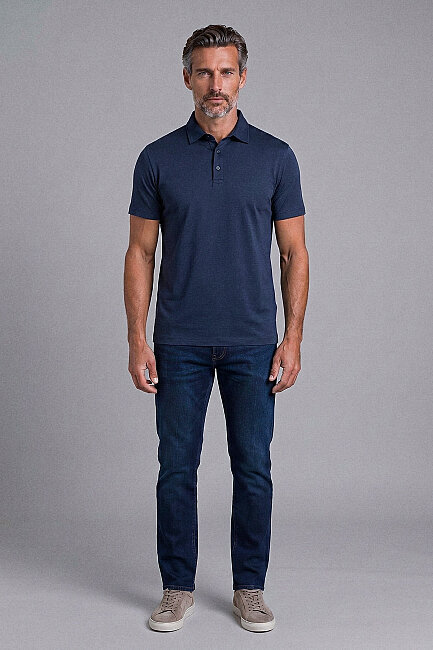 Lacivert Studio Gömlek Yaka Düğmeli̇ Tshirt (4)