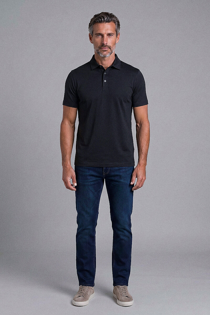Siyah Studio Gömlek Yaka Düğmeli̇ Tshirt - 5