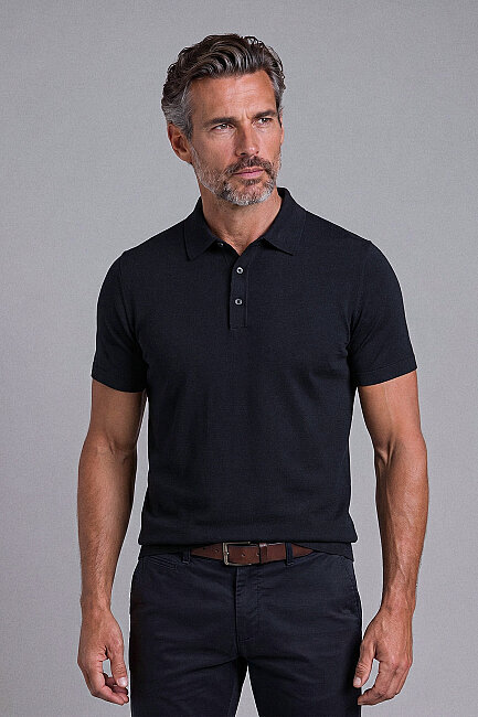 Siyah Studio Gömlek Yaka Düğmeli̇ Tshirt