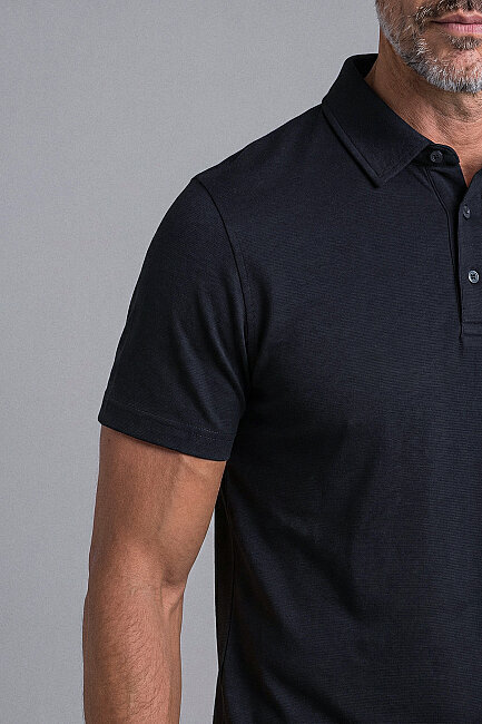 Siyah Studio Gömlek Yaka Düğmeli̇ Tshirt (3)