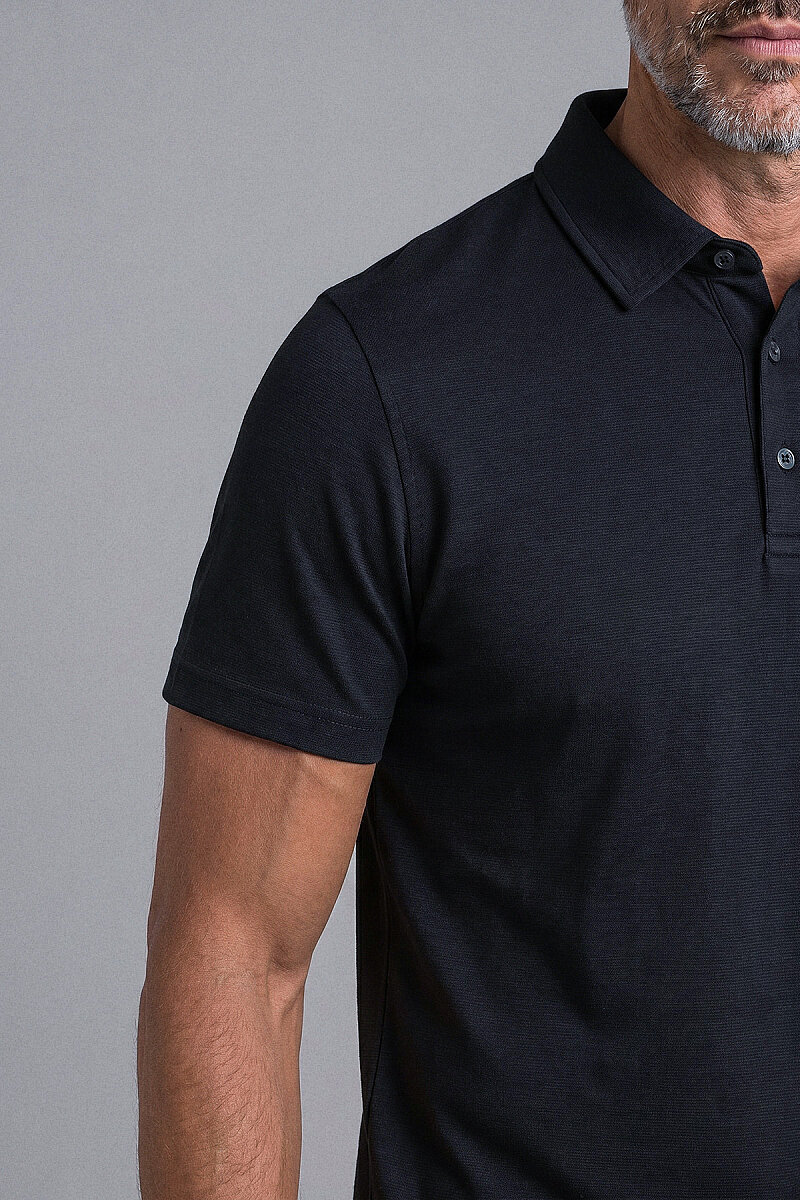 Siyah Studio Gömlek Yaka Düğmeli̇ T-shirt - 4